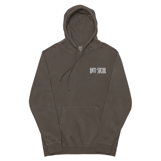 Anti Social Embroidery Pigment Dyed Black Hoodie