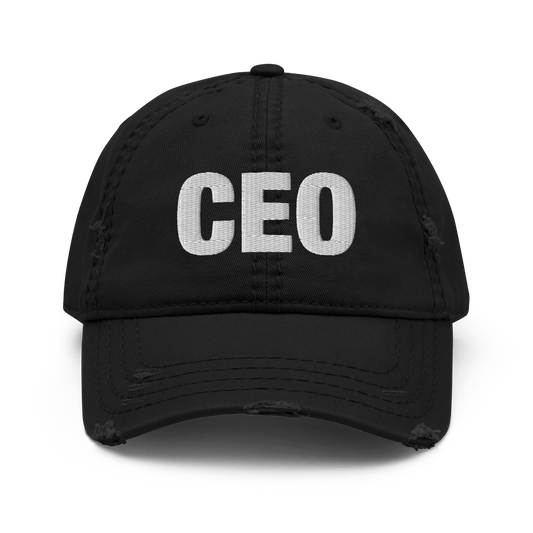 CEO Distressed Black Dad Hat
