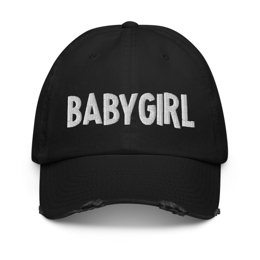 Babygirl Distressed Black Cap